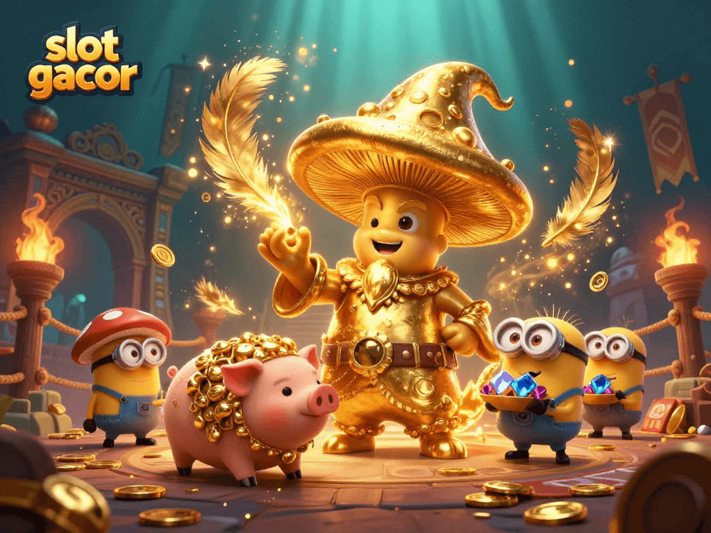 Memenangkan slot gacor dengan ilustrasi 3D karakter kasino yang penuh warna