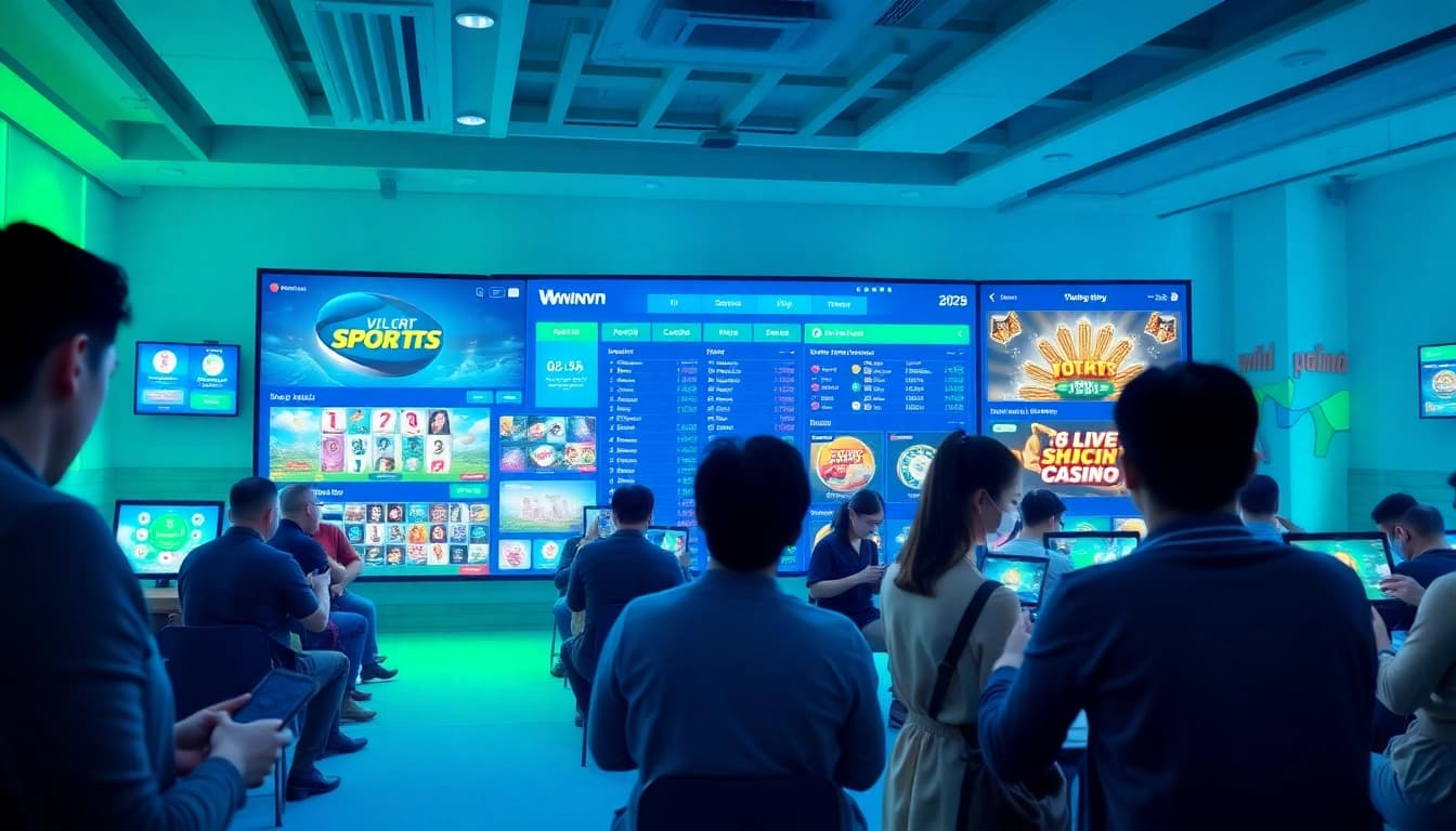 Link chính thức Winvn showcasing a dynamic online betting platform with diverse games and engaging players.