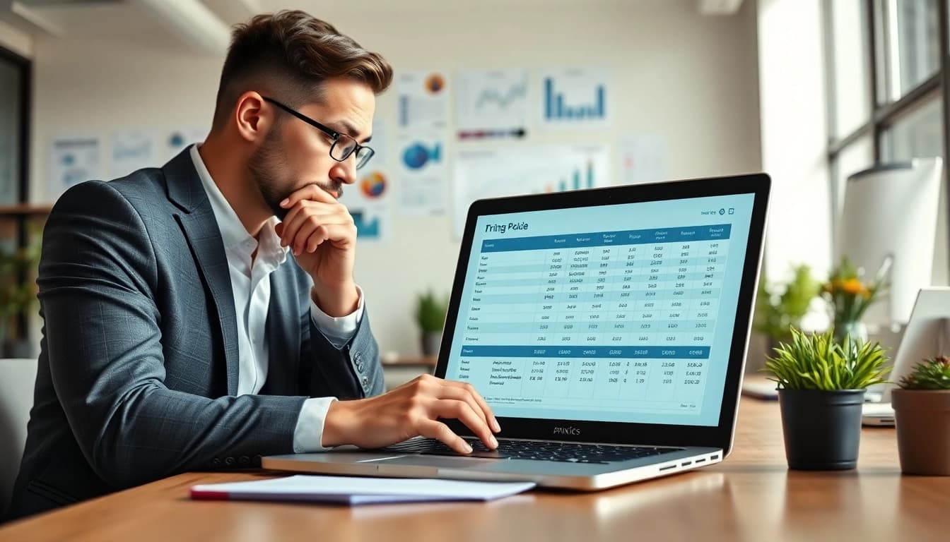 Analyze competitor pricing strategies in a professional office environment.