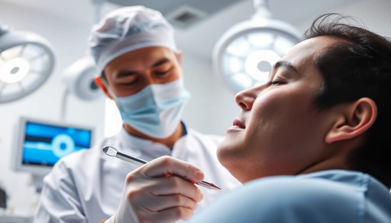 Explore hair transplant istanbul price with a surgeon performing a procedure in a modern clinic.
