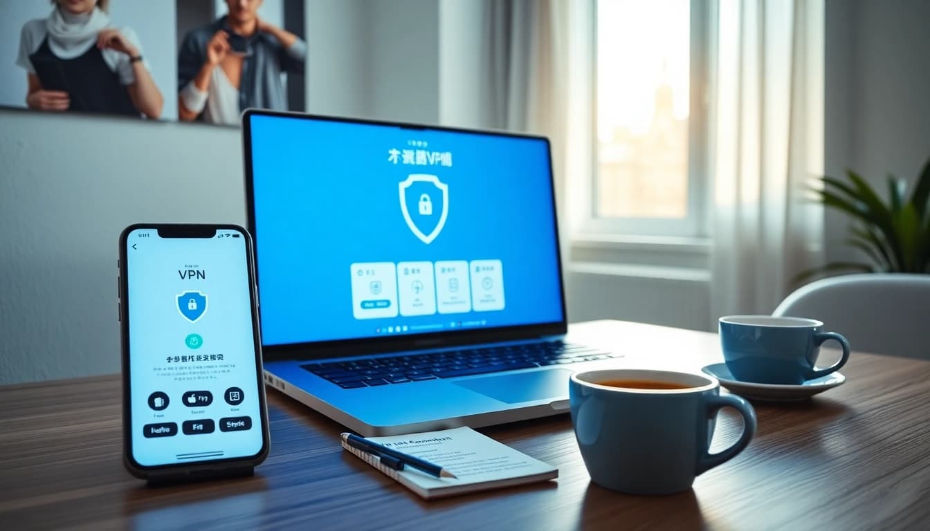 快连官网 interface displayed on a sleek laptop, showcasing secure VPN connectivity and user-friendly experience.