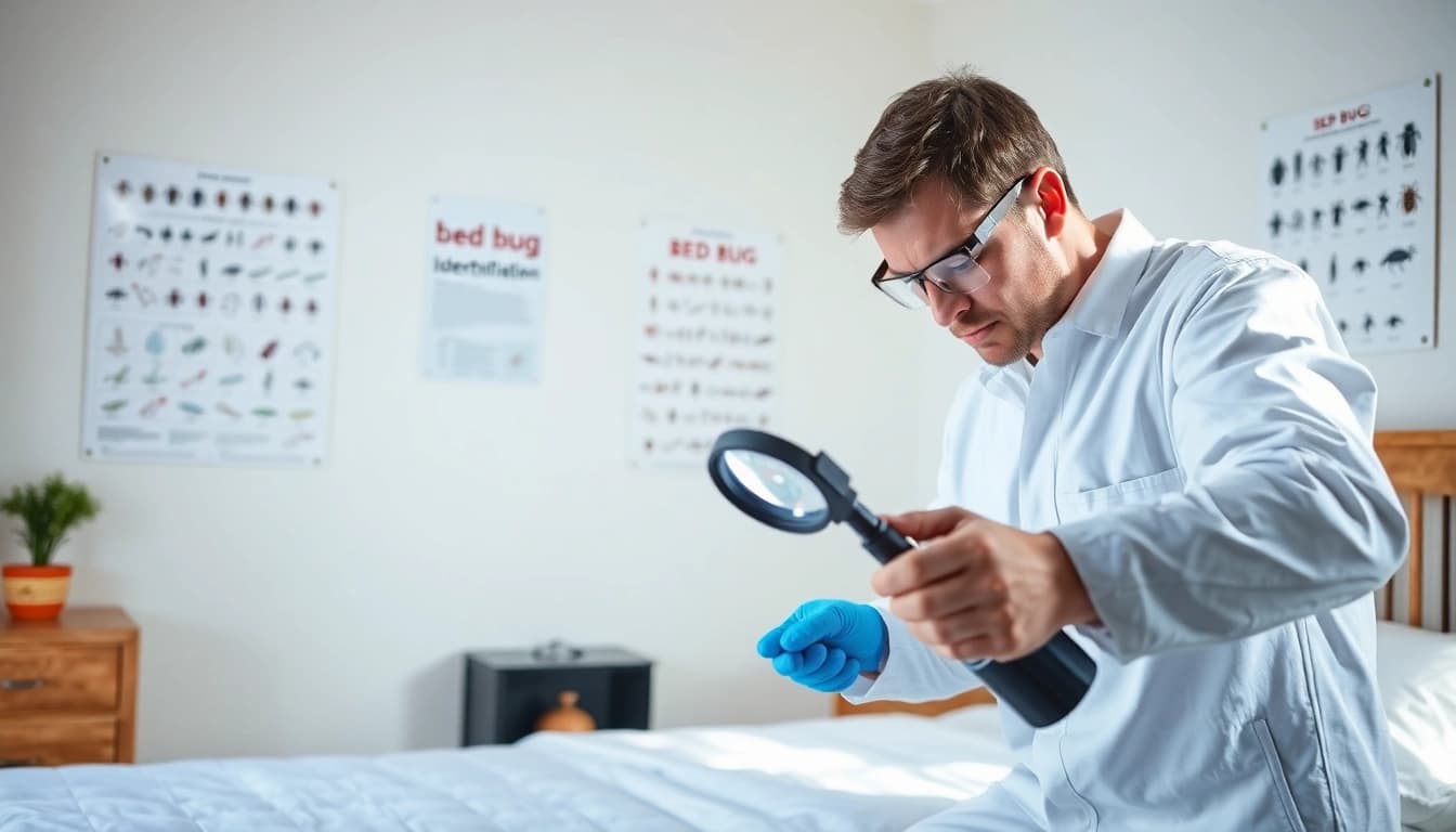 Conducting bed bug pest control inspections in a tidy environment.