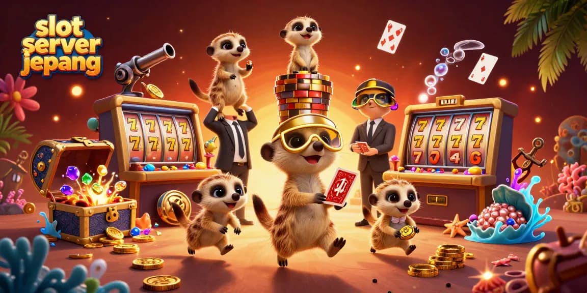 Engage in thrilling gaming at slot server jepang featuring lively meerkat dealers in an exciting casino scene.