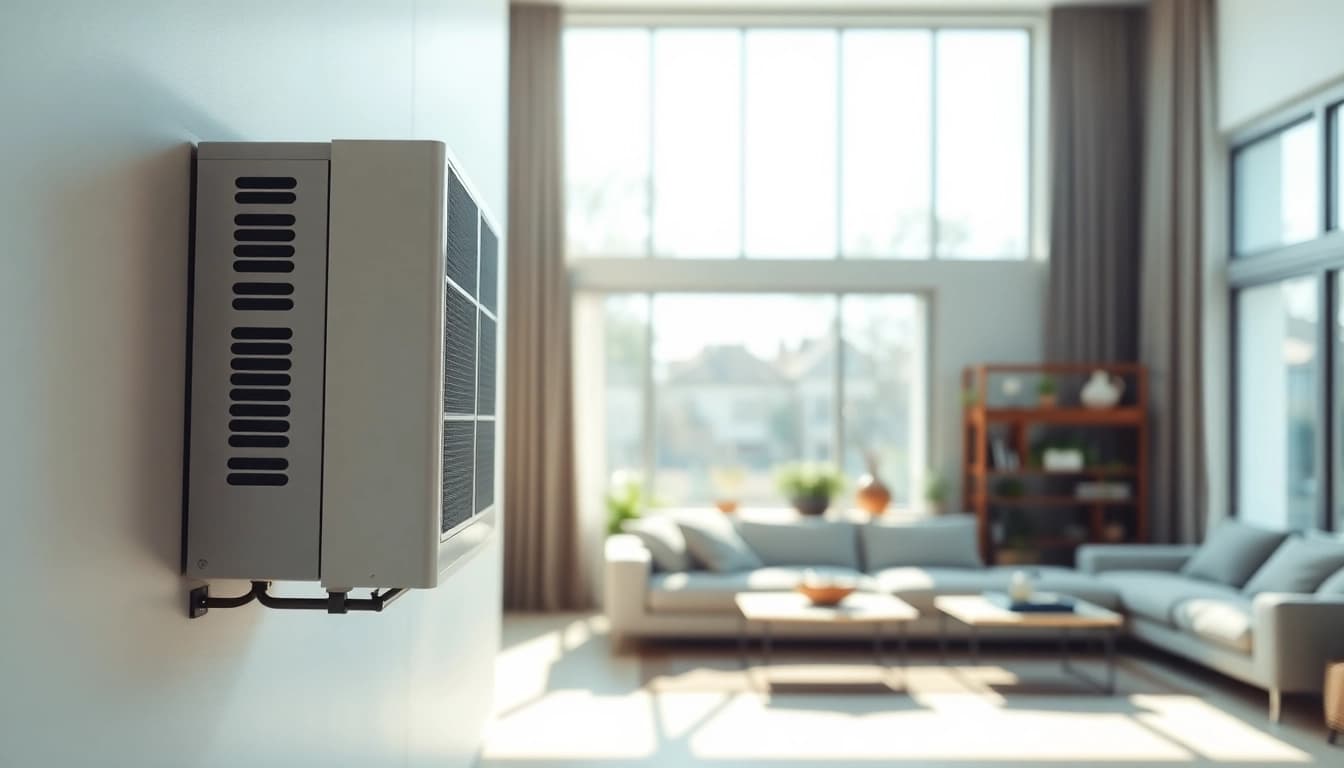 Install Daikin mini split AC seamlessly in a modern living room with natural light.
