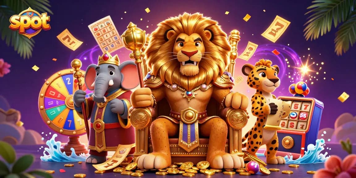Experience thrilling slot action with 3D characters amidst vibrant, energetic casino elements.