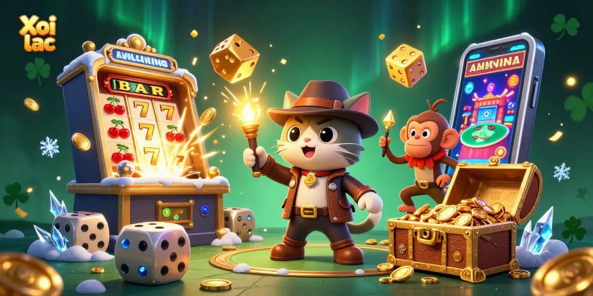Uncover exciting casino treasures with Xoi lac in this vibrant 3D adventure scene.