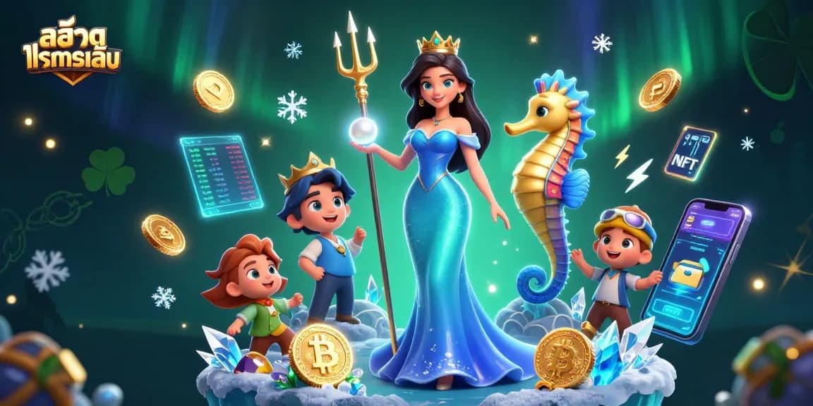 Experience สล็อตทดลองเล่น with a vibrant underwater scene featuring treasure, coins, and shimmering elements.