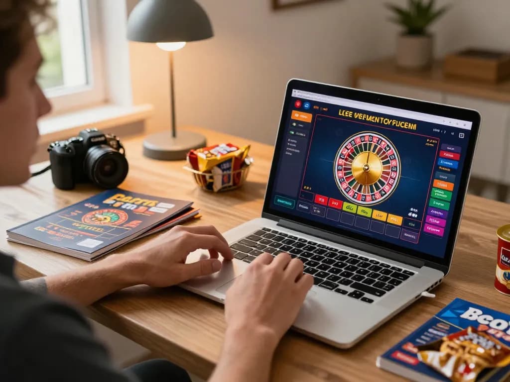 Player engaging with kkwin online casino interface on laptop, showcasing their betting strategy and comfort