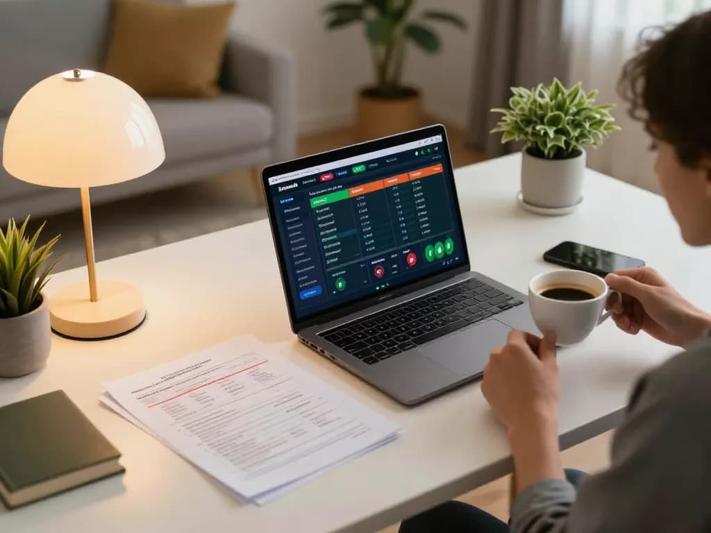 Engaging in online betting via vt88 trang chủ using a laptop with live odds displayed.