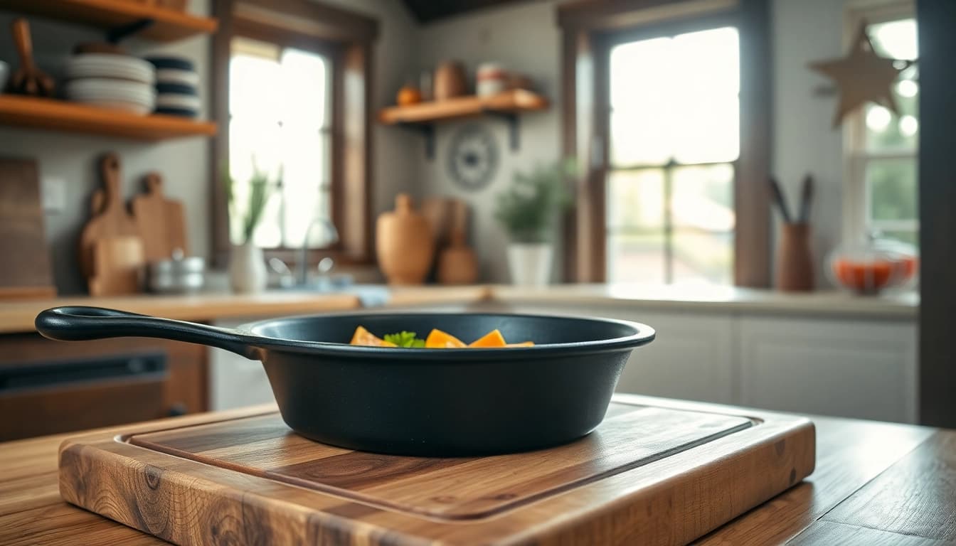 Cook delicious meals with cast iron cookware NZ showcasing vibrant vegetables in a rustic kitchen.
