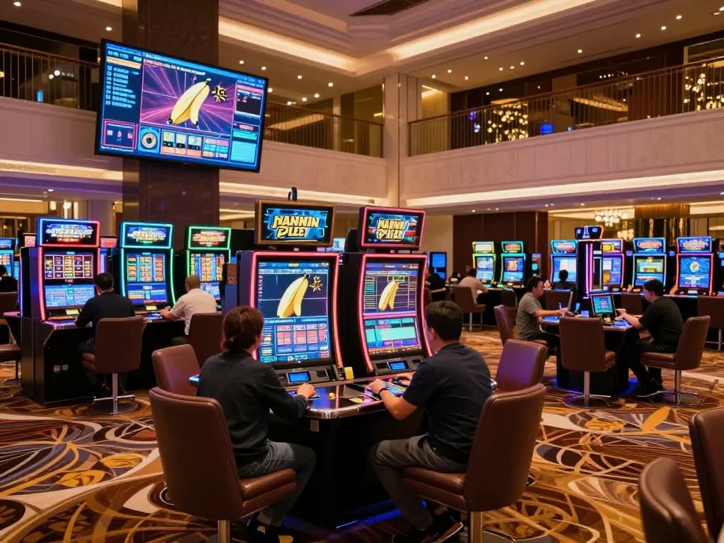 Engaging scene highlighting gambling with nano banana flash editing technology in upscale casino environment