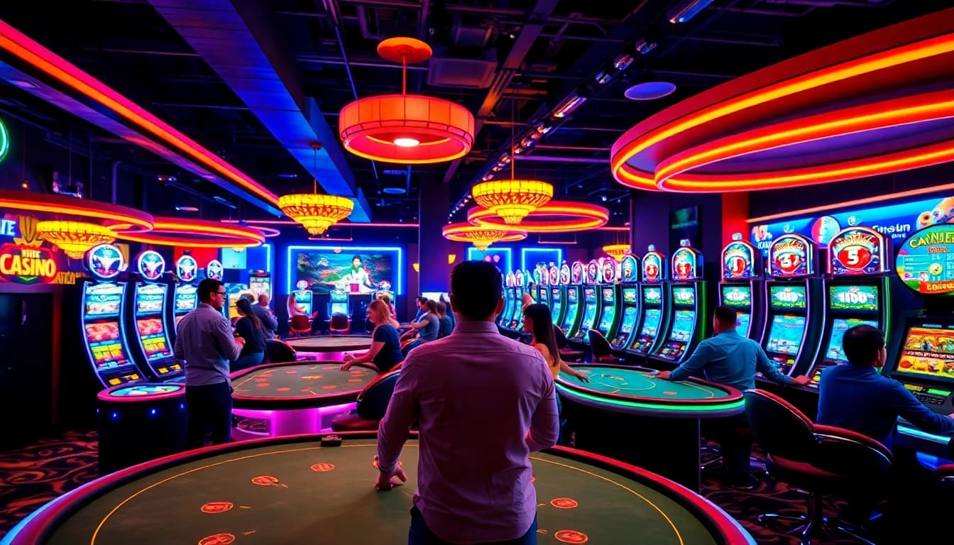 Engaging scene in Non gamstop Casino Uk showcasing players enjoying a vibrant gaming atmosphere.