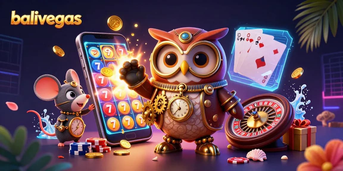 Experience balivegas with this vibrant 3D casino scene featuring animated characters and dynamic gaming elements.