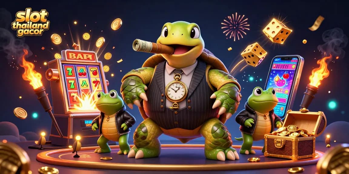 Engaging slot thailand gacor scene with animated characters and casino game elements.