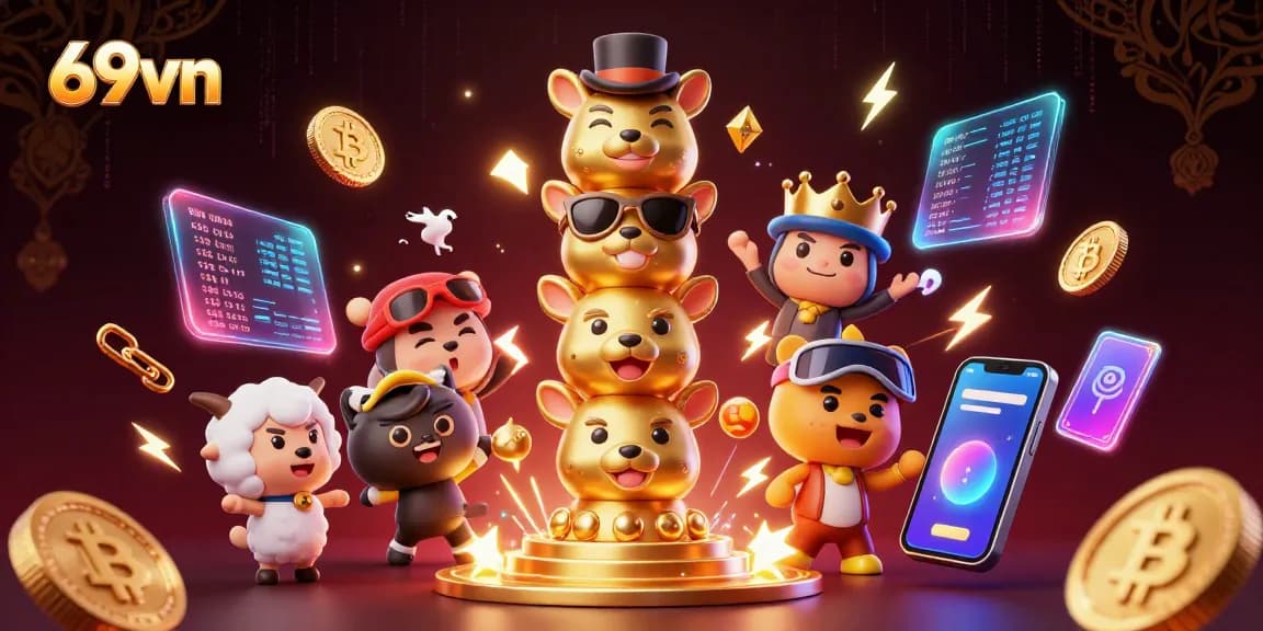 Experience the excitement of 69vn with colorful casino elements and a dynamic totem pole illustration.