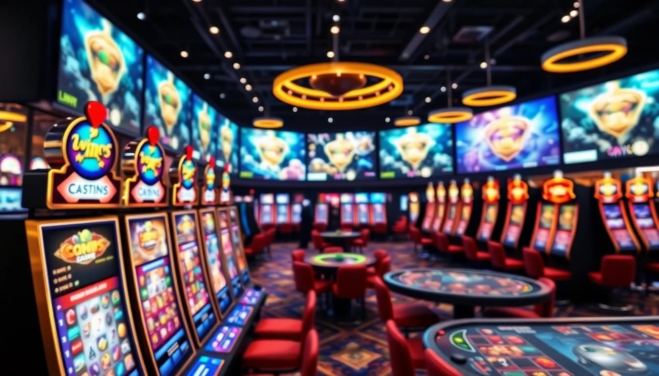Engaging scene of Non gamstop Casino Uk with vibrant slot machines and table games.