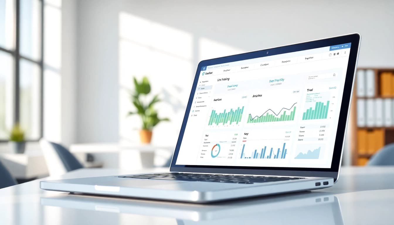 Track documents and links with an advanced document and link tracking tool interface on a sleek laptop.
