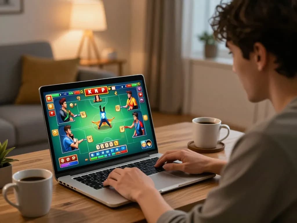Xóc đĩa online gameplay on a laptop, vibrant graphics illustrated, showcasing an engaging gaming experience.