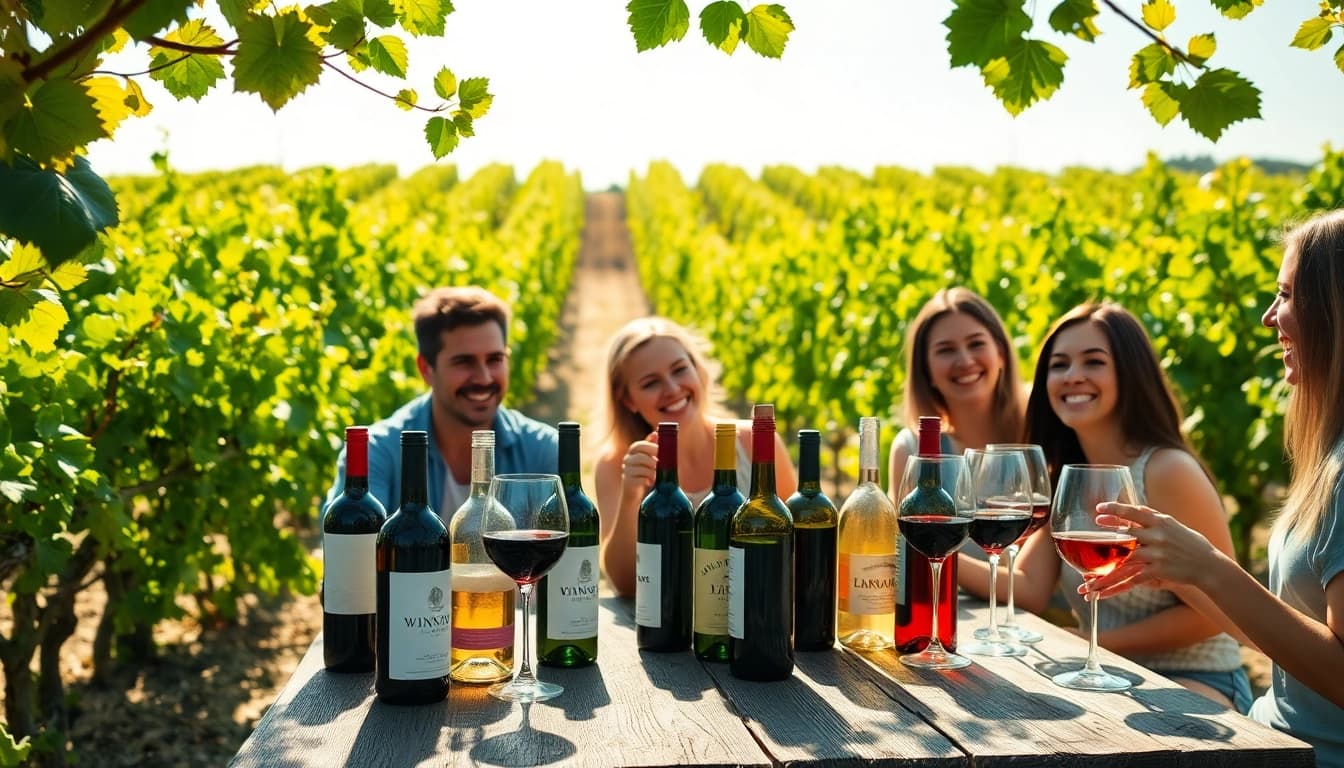 Join us for a Winery Membership experience with friends, wine, and a vibrant vineyard backdrop.