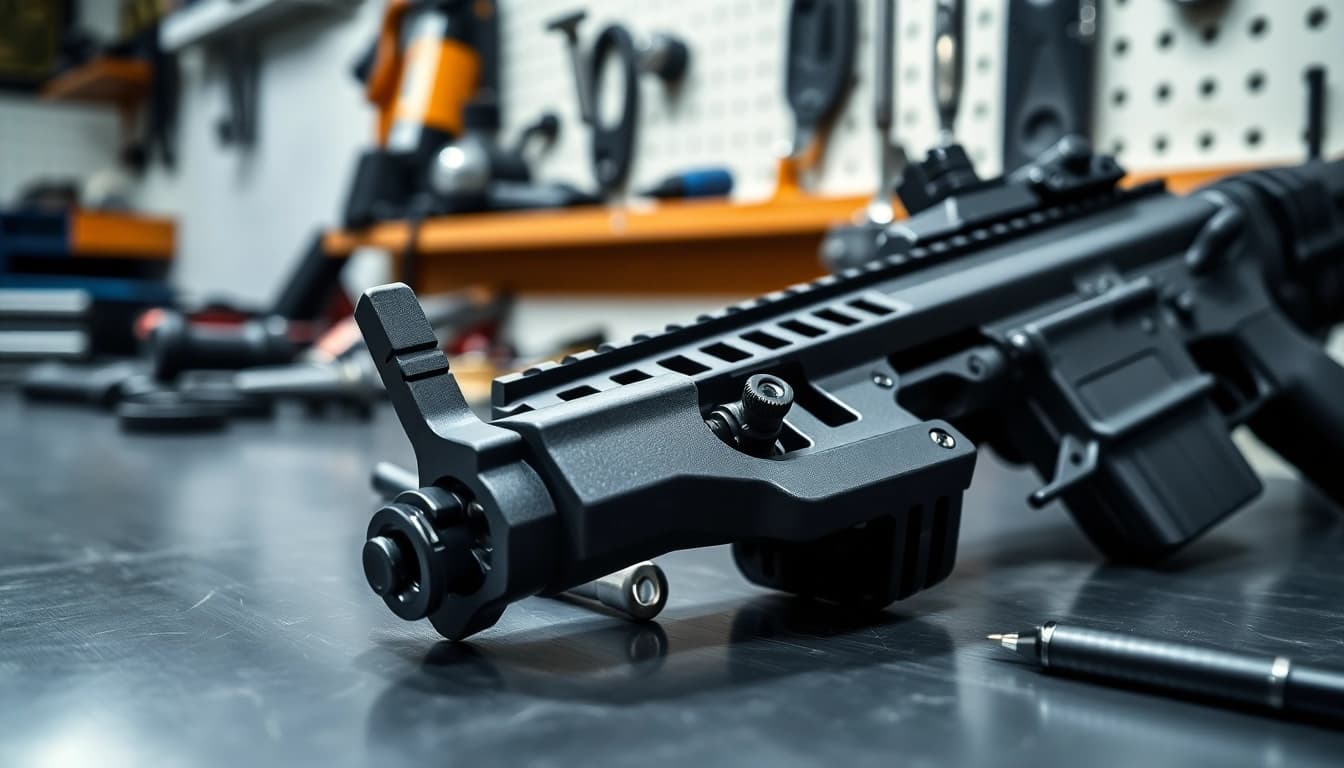 Inspecting an AR 15 trigger highlighting its precision and craftsmanship.