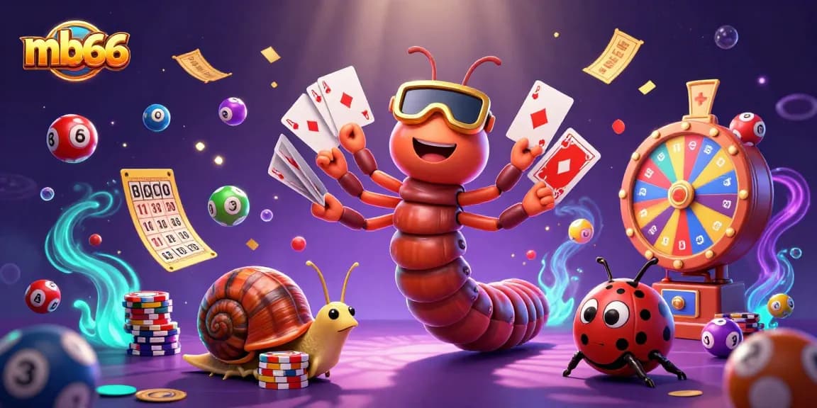 Engage in thrilling excitement at mb66 with a lively illustration showcasing a millipede dealer and high-roller snail.