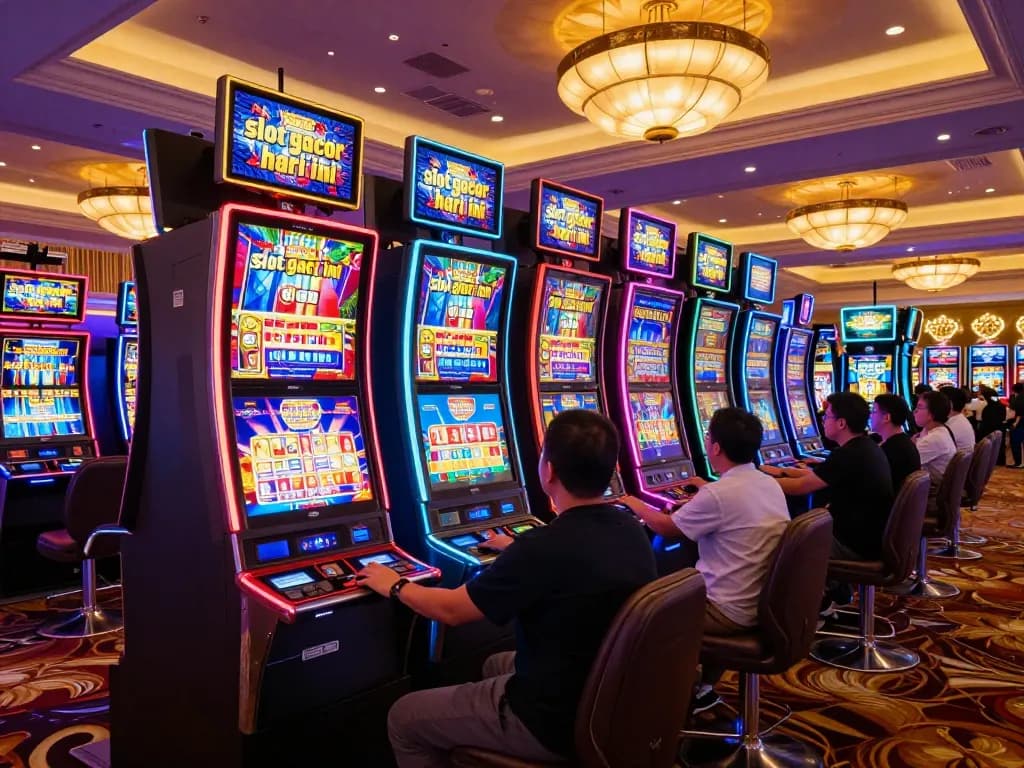 Engaging scene of slot gacor hari ini excitement in a luxurious Las Vegas casino.