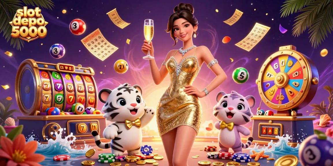 Spin the reels with slot depo 5000 and enjoy dazzling wins surrounded by vibrant casino elements.