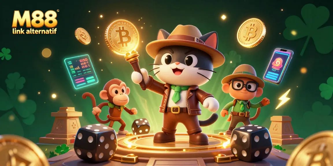 Unleash thrilling adventures with M88 link alternatif in a dynamic casino treasure scene.