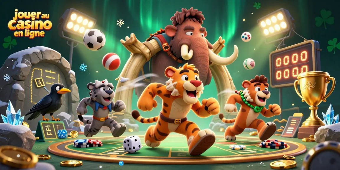 Jouez au casino en ligne dans un cadre préhistorique unique avec des personnages animés.