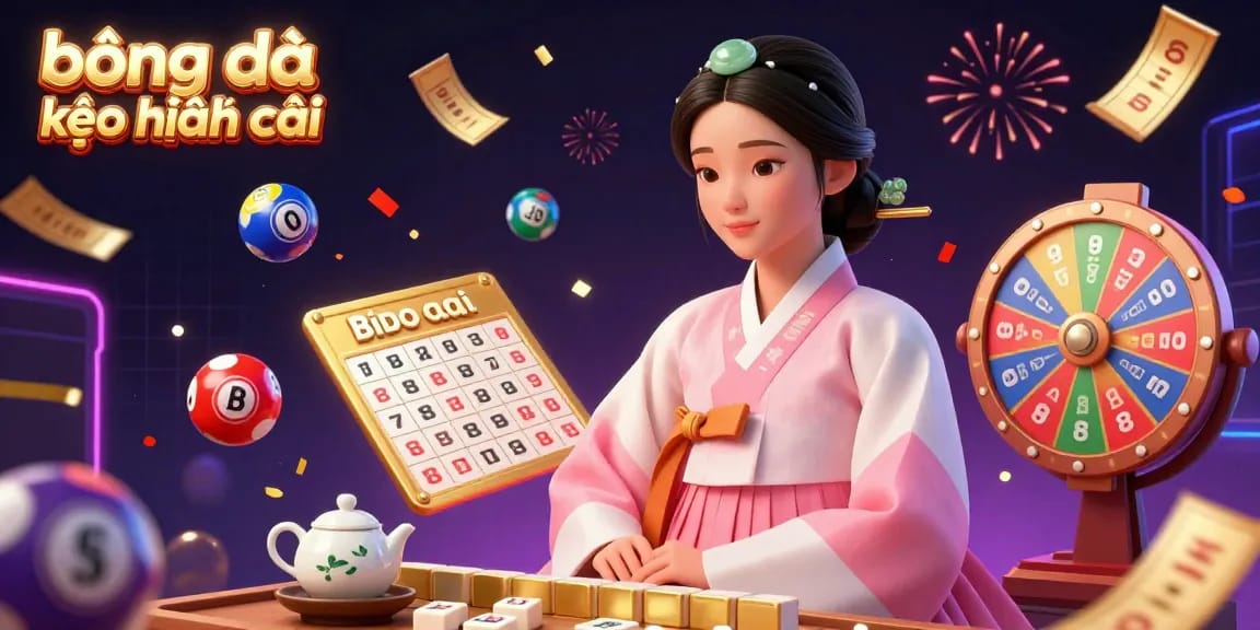 Engage in bóng đá kèo nhà cái with vibrant visuals of sports betting elements, lottery balls, and dynamic prize features.