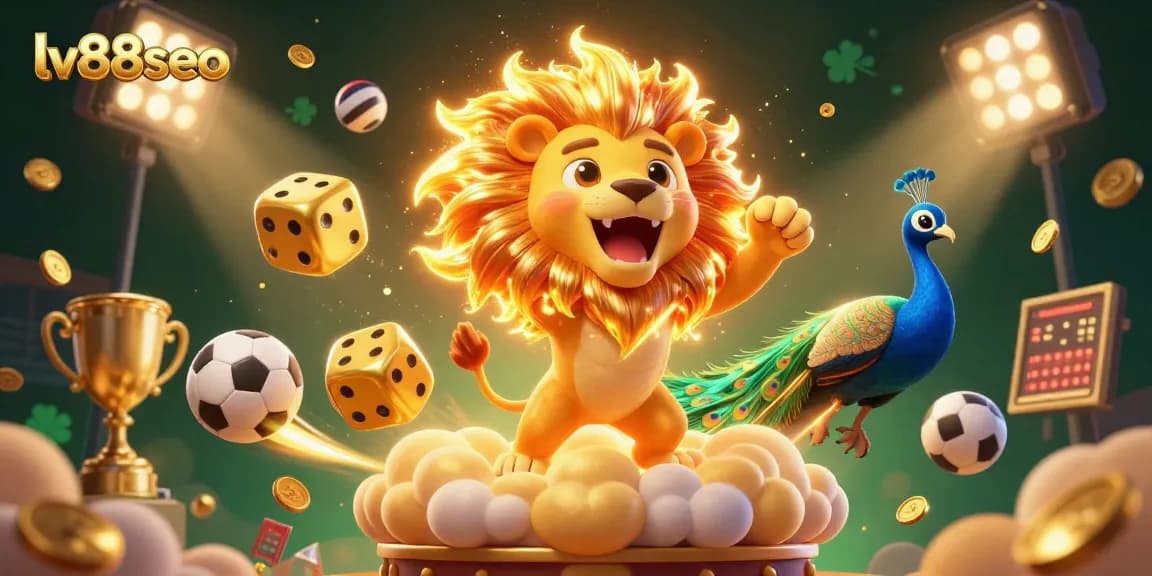 Experience thrilling sports betting at lv88seo with a vibrant 3D digital illustration of games and excitement.