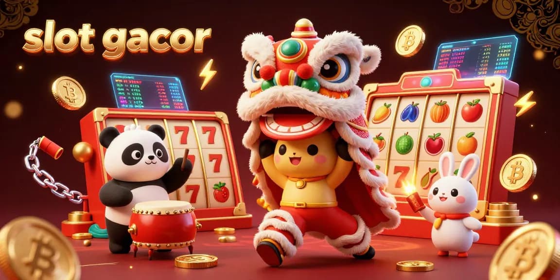 Experience vibrant slot gacor action with exciting elements, including jackpots, cute characters, and cryptocurrency coins.