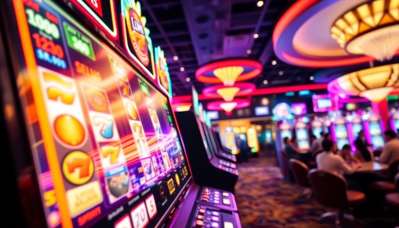 Engaging scene of situs slot demo showcasing vibrant slot machine reels with a winning combination.