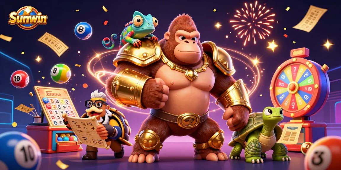 Engage with Sunwin's thrilling lottery experience featuring dynamic characters and vibrant game elements.