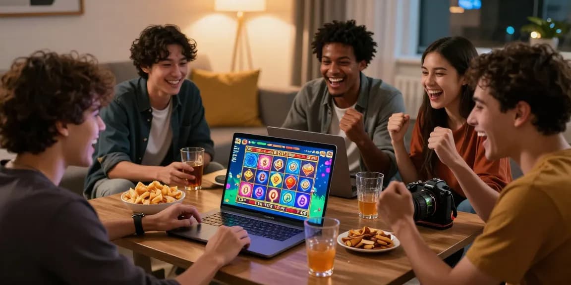 Friends enjoying Zeus Slot online together, showcasing excitement and gaming atmosphere.