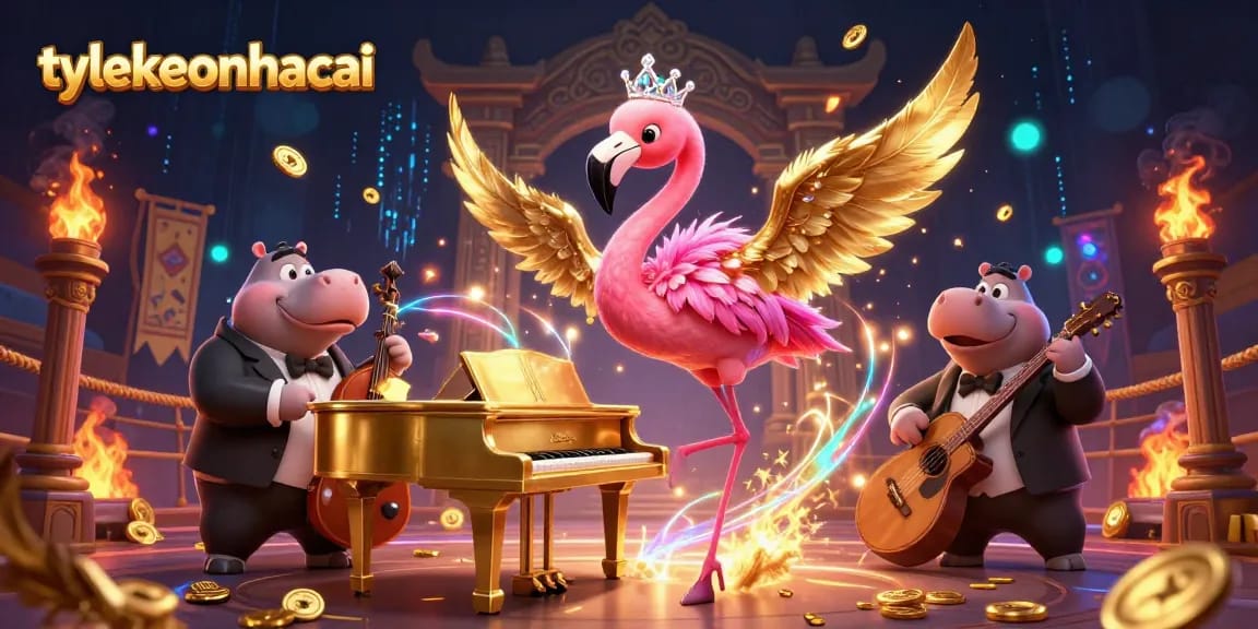 Engage with tylekeonhacai's thrilling casino scene featuring a flamingo singer and hippo bassist.