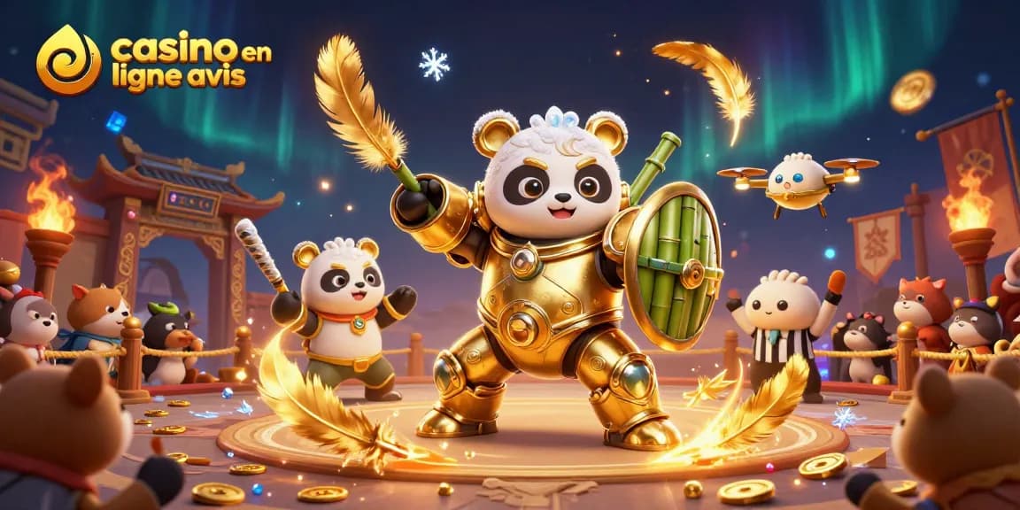 Examinez des opinions sur le casino en ligne avis, avec une scène animée de personnages de casino.