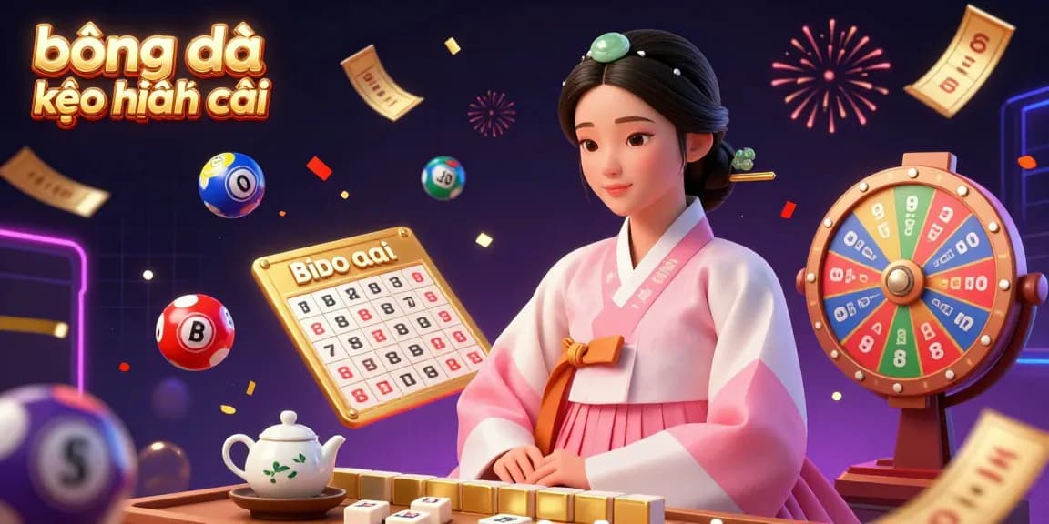 Engage in bóng đá kèo nhà cái with vibrant visuals of sports betting elements, lottery balls, and dynamic prize features.