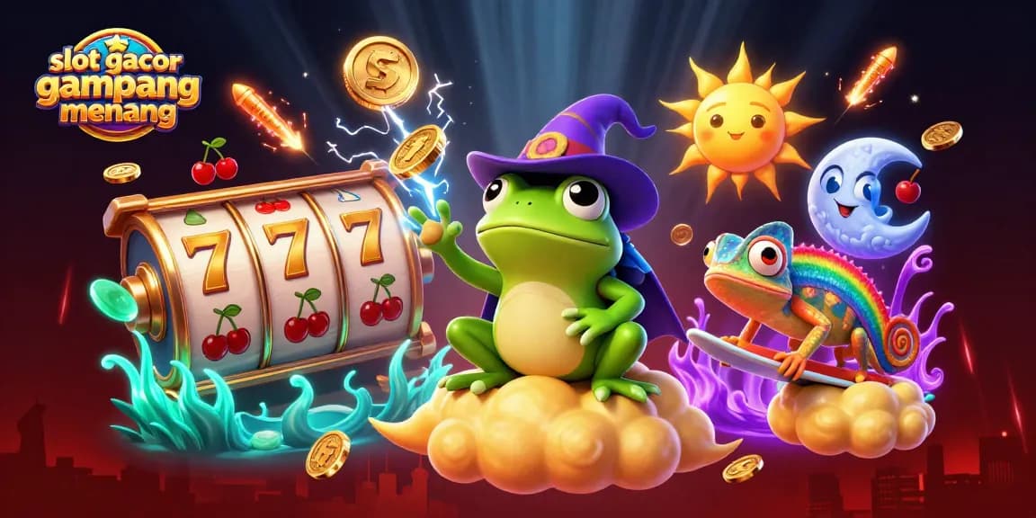 Experience slot gacor gampang menang with our dynamic illustration, featuring vibrant characters and casino elements.