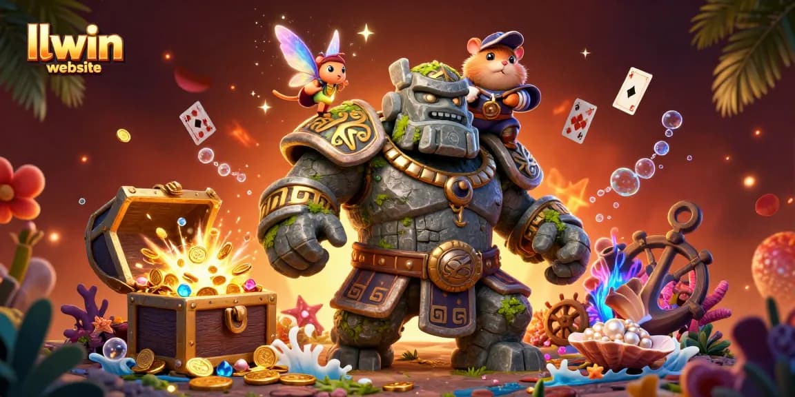 Experience thrilling gaming at the llwin website with a magical illustration of fantasy characters and casino elements.