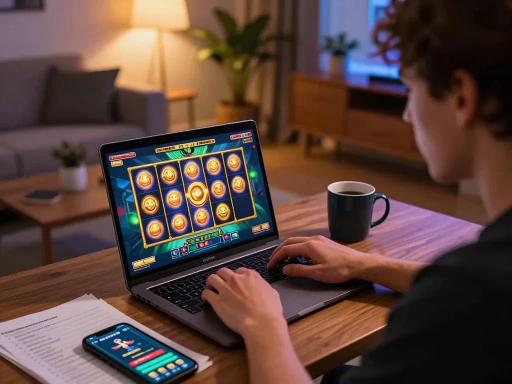 Nikmati permainan yang mendebarkan dengan link gacor sambil memutar gulungan slot berwarna-warni di laptop di rumah