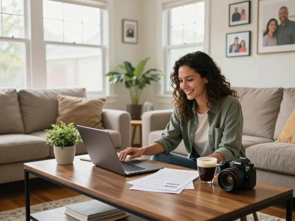 Cash home buyers meeting in a cozy living room discussing a fair offer.