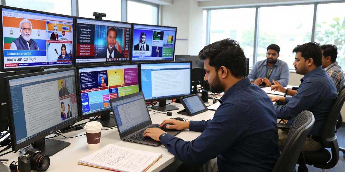 Engaging newsroom scene highlighting real-time updates from https://www.theindaily.com, showcasing dynamic journalism and vibrant reporting.