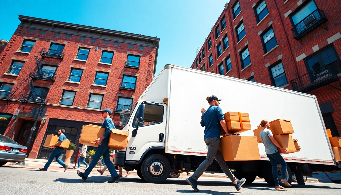 Movers in Boston efficiently relocating a client's belongings in an urban environment.