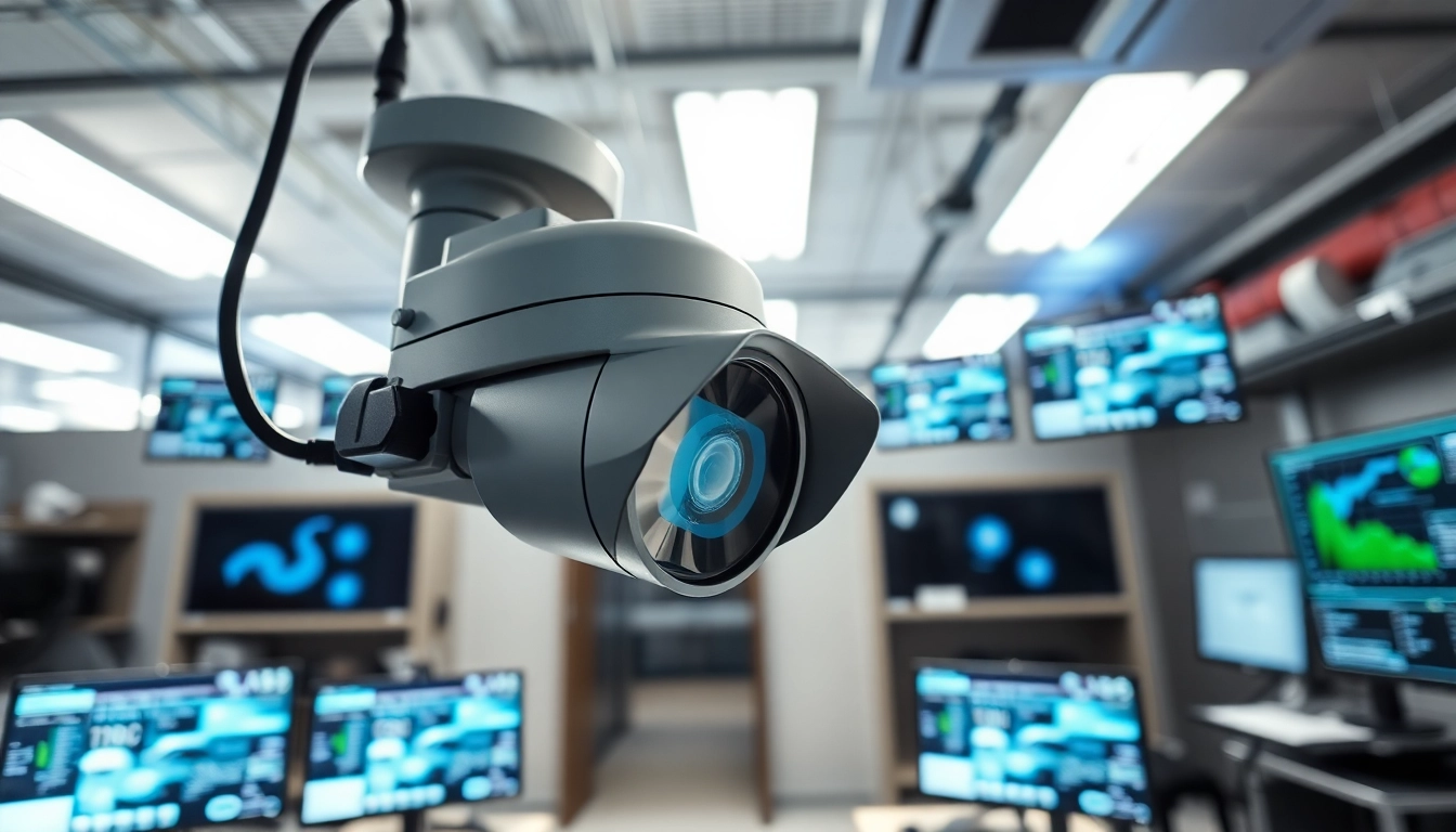 License plate recognition camera monitoring vehicle access in a secure environment.