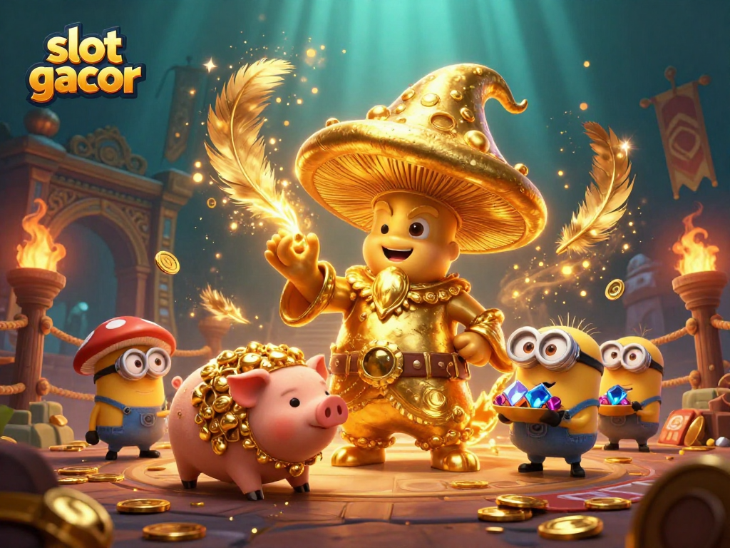 Memenangkan slot gacor dengan ilustrasi 3D karakter kasino yang penuh warna