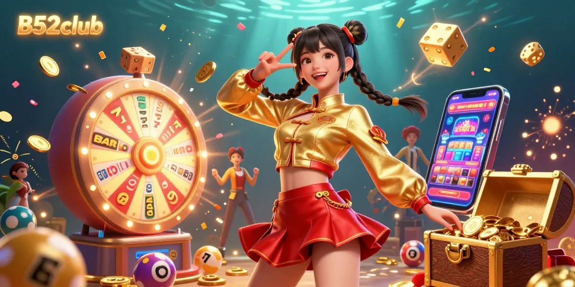 B52club showcases vibrant gameplay surrounded by jackpot excitement and colorful casino elements.
