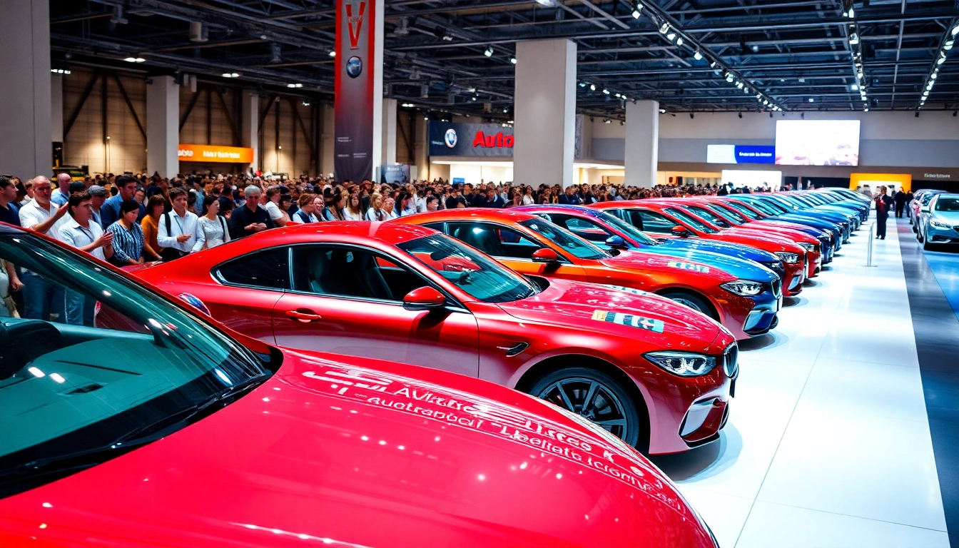 Visitors enjoying the Auto Cars Show with various car models displayed prominently.