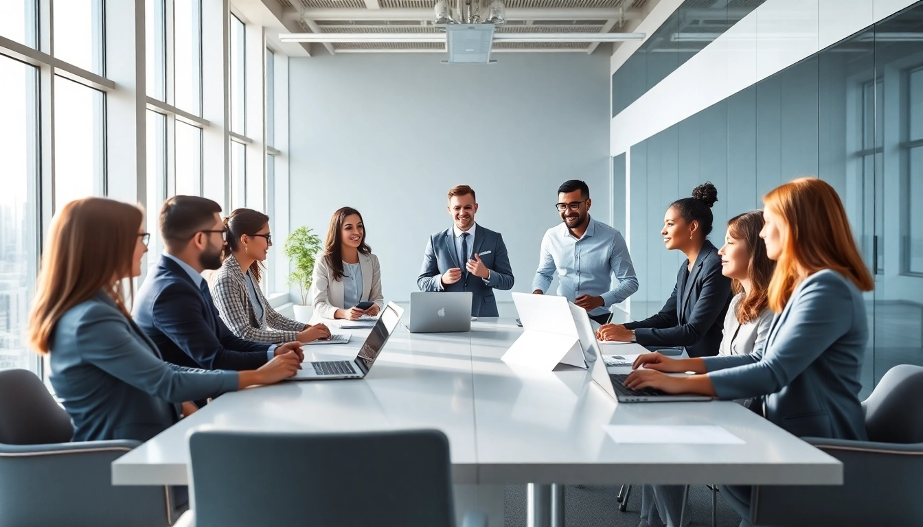 Dynamic enterprise assistant facilitating teamwork in a modern office environment.