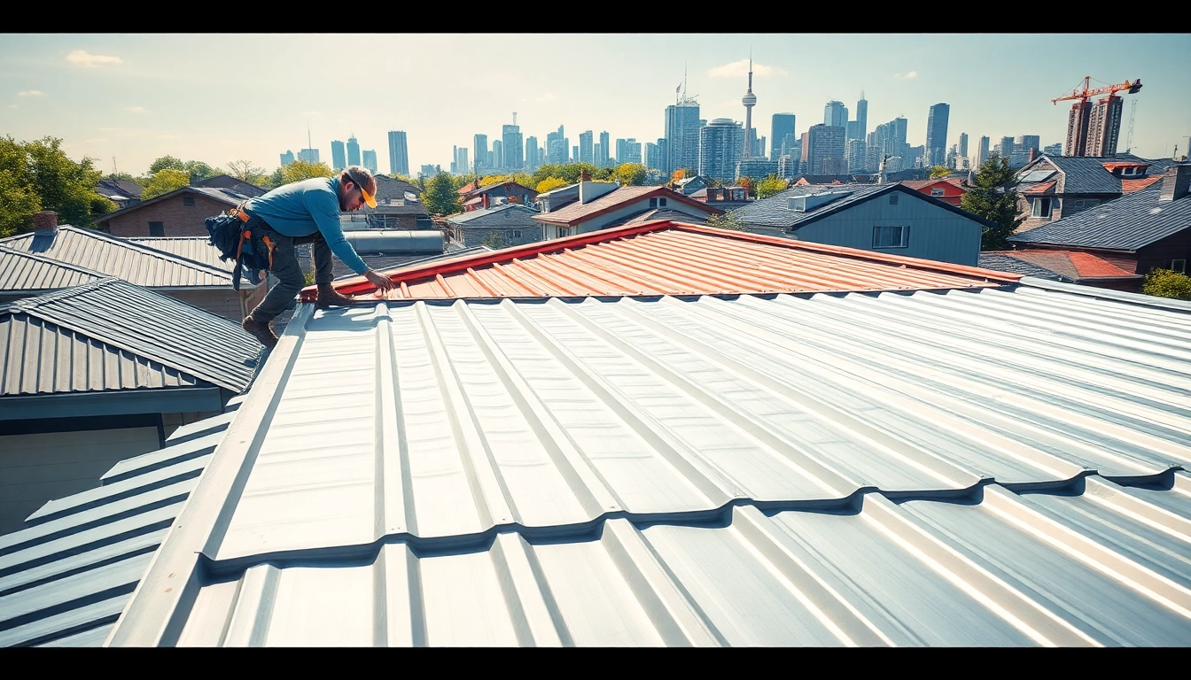 Enhance your property with durable metal roofing Toronto options portrayed in a vibrant city setting.